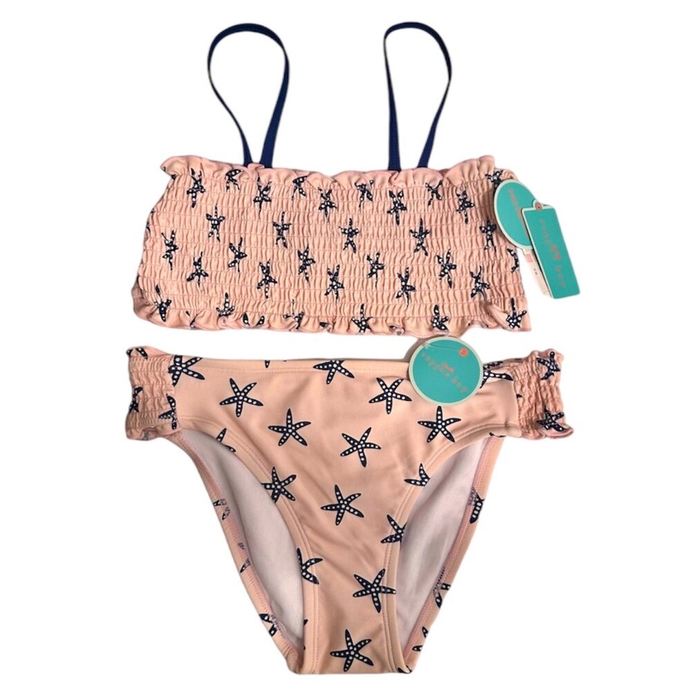 KIDS GIRLS Blush Pink & Navy Starfish Tropical Swim Set – Girls Size 10